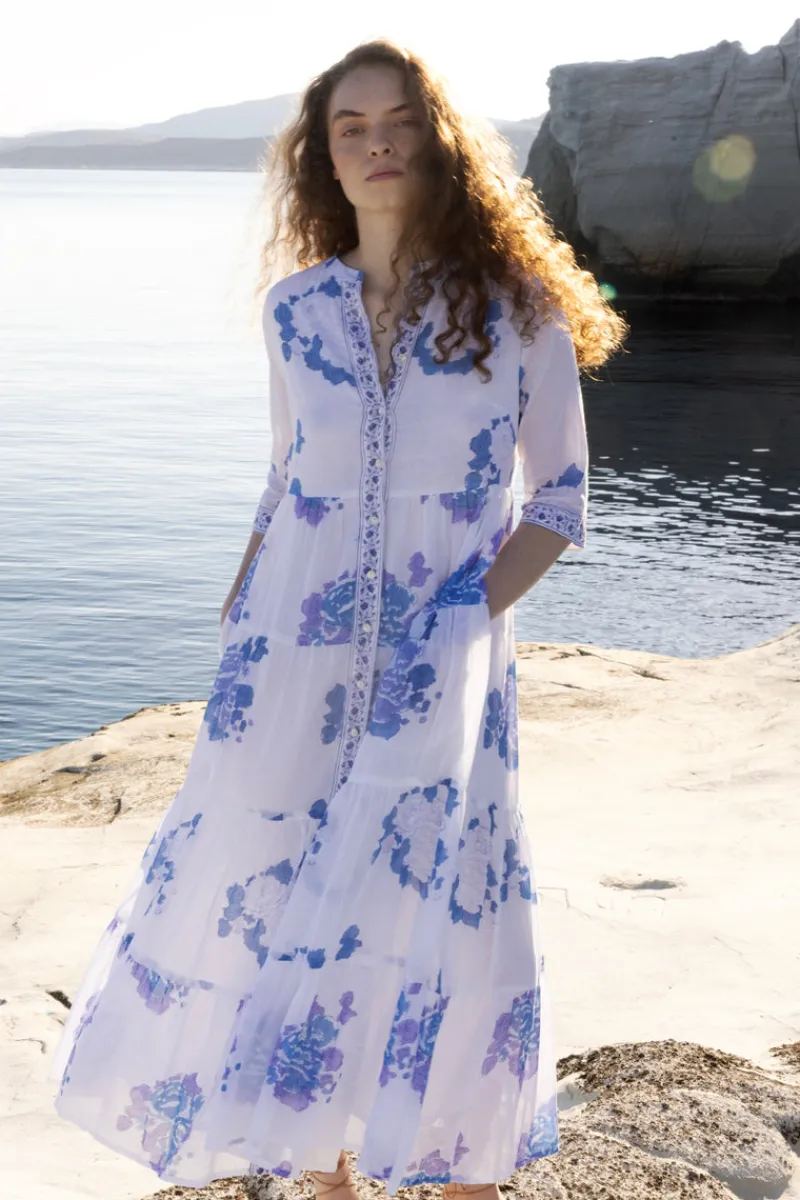 Oliphant 3/4 Button Maxi- Portofino Blue