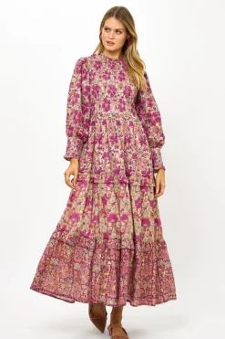 Oliphant 3/4 Smocked Top Maxi- Matera Pink