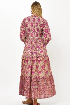 Oliphant 3/4 Smocked Top Maxi- Matera Pink