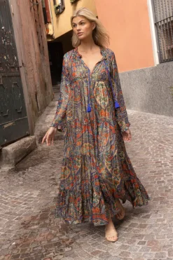 Oliphant Balloon Sleeve Maxi- Persia Cobalt