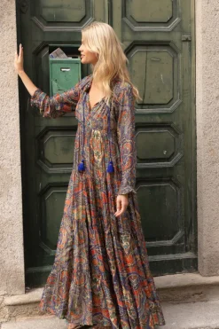 Oliphant Balloon Sleeve Maxi- Persia Cobalt