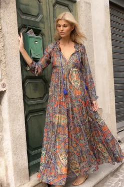 Oliphant Balloon Sleeve Maxi- Persia Cobalt