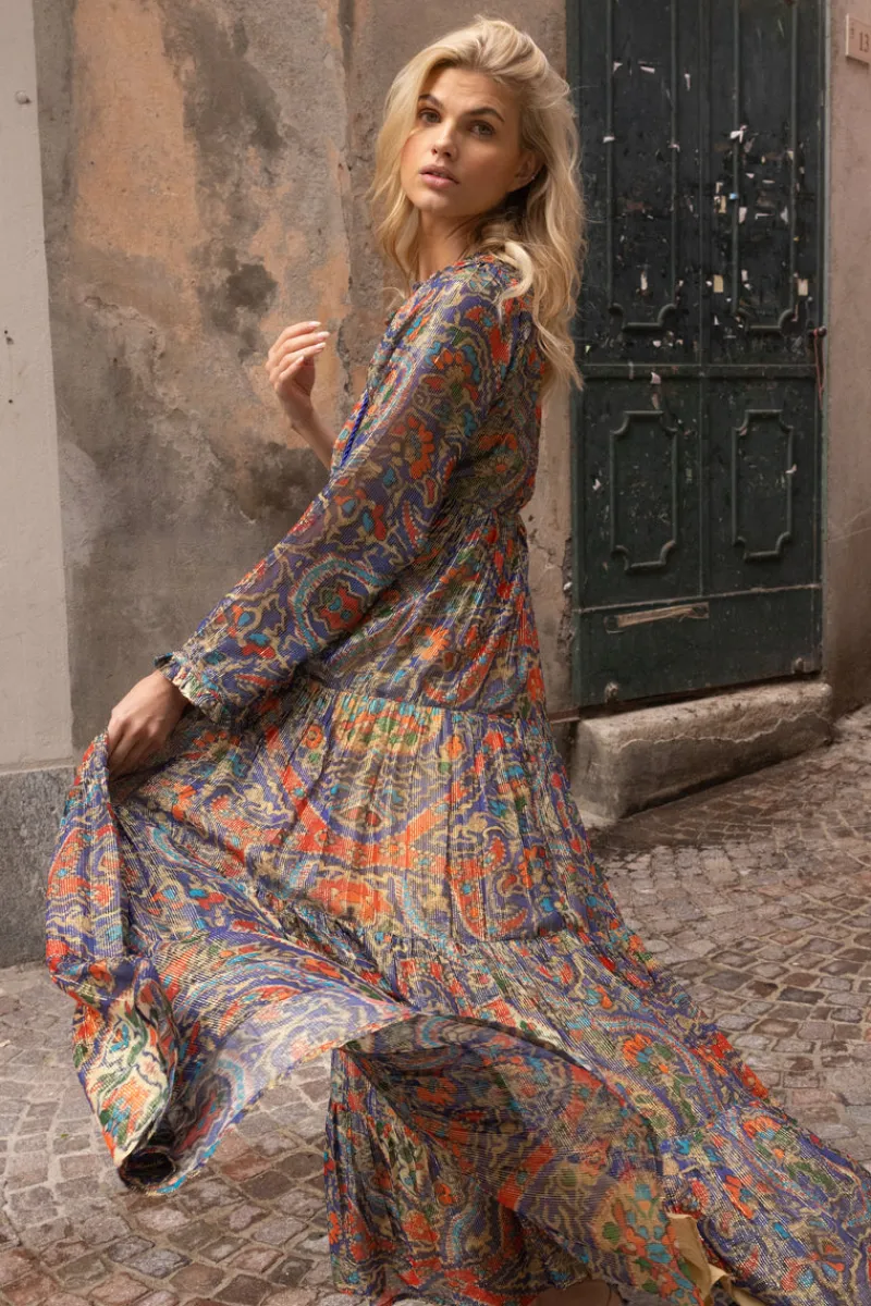 Oliphant Balloon Sleeve Maxi- Persia Cobalt