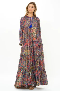 Oliphant Balloon Sleeve Maxi- Persia Cobalt