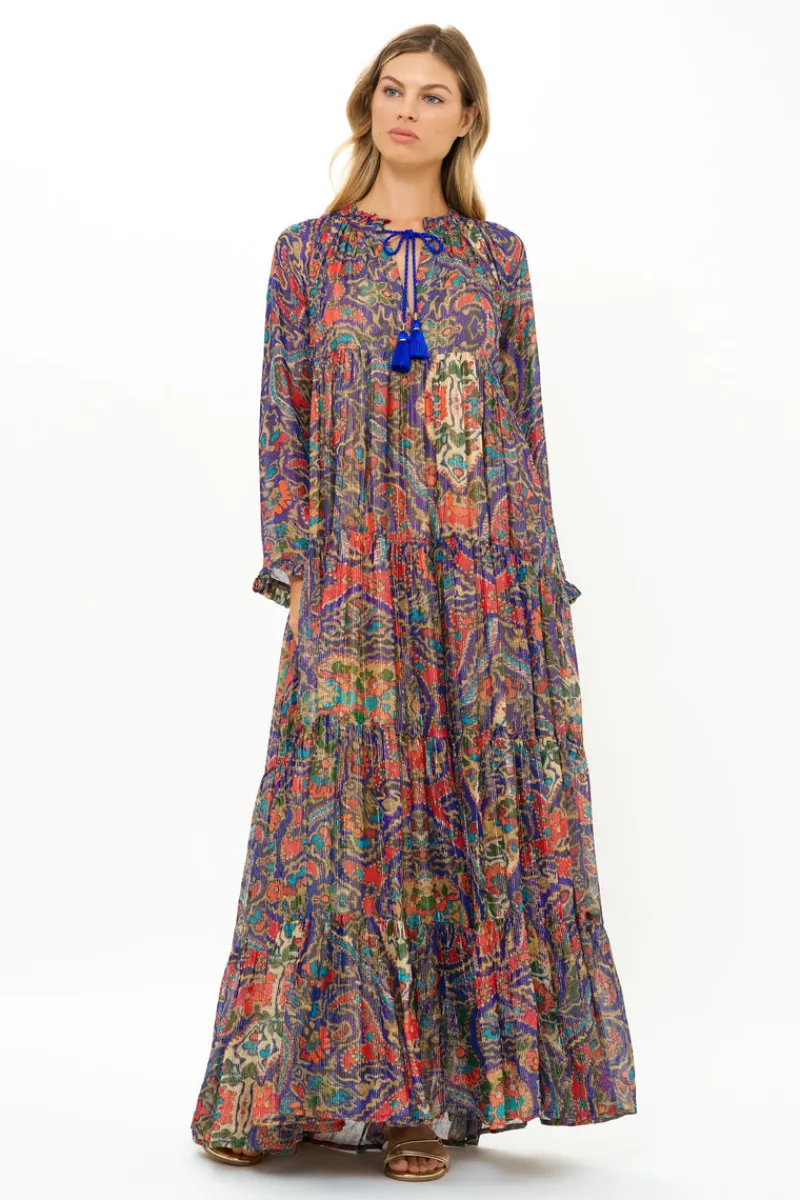 Oliphant Balloon Sleeve Maxi- Persia Cobalt