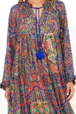 Oliphant Balloon Sleeve Maxi- Persia Cobalt