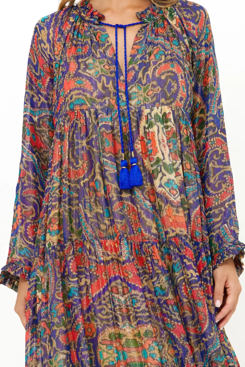 Oliphant Balloon Sleeve Maxi- Persia Cobalt