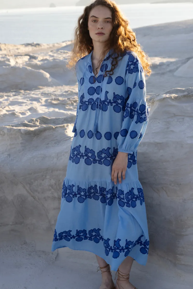 Oliphant Balloon Sleeve Maxi- Tangier Blue