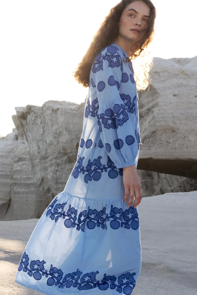 Oliphant Balloon Sleeve Maxi- Tangier Blue