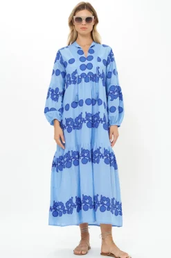 Oliphant Balloon Sleeve Maxi- Tangier Blue