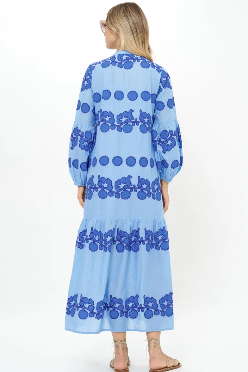 Oliphant Balloon Sleeve Maxi- Tangier Blue