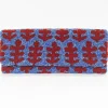 Oliphant Beaded Clutch- Fern Blue Red