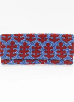 Oliphant Beaded Clutch- Fern Blue Red