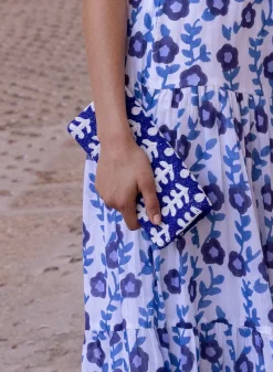 Oliphant Beaded Clutch- Fern Navy White
