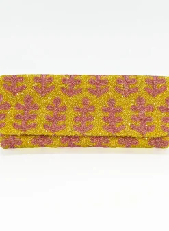 Oliphant Beaded Clutch- Fern Pink Yellow