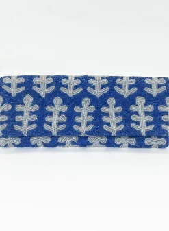 Oliphant Beaded Clutch- Fern White Blue