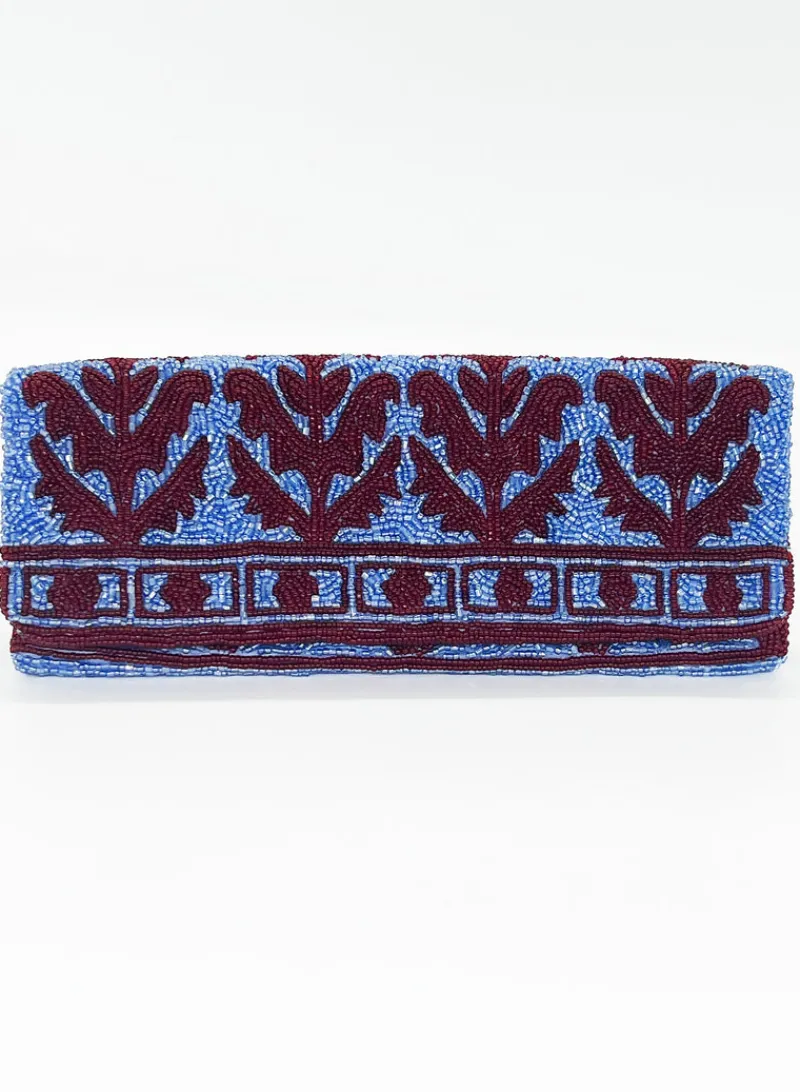 Oliphant Beaded Clutch- Marigold Maroon
