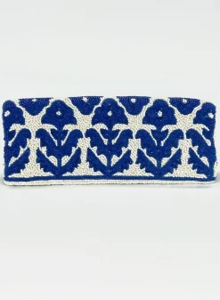Oliphant Beaded Clutch- Marigold White Navy
