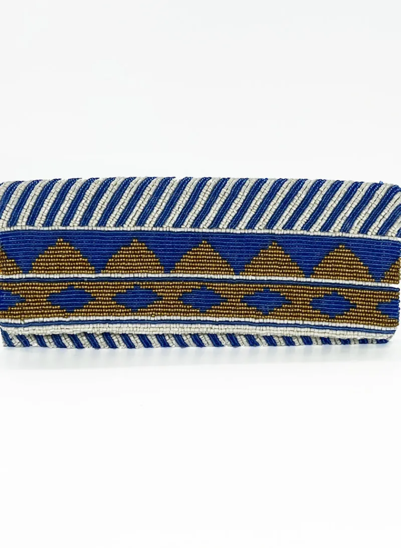 Oliphant Beaded Clutch- Mezcal Blue Gold