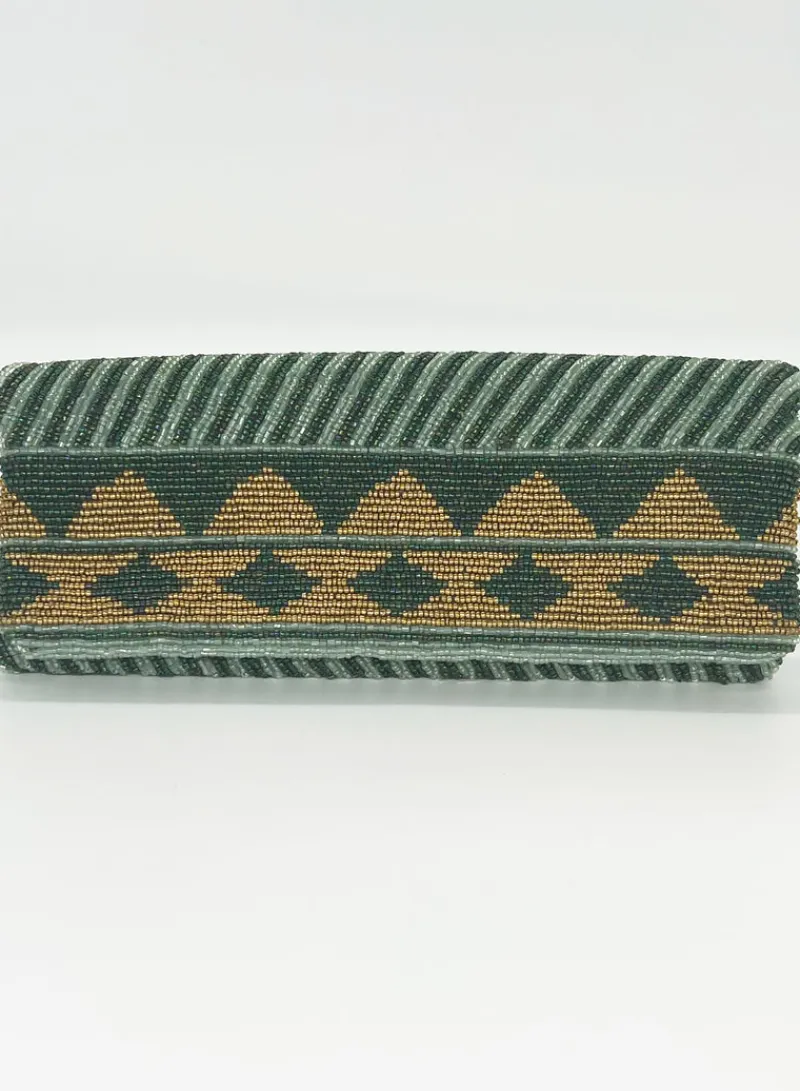 Oliphant Beaded Clutch- Mezcal Green Gold