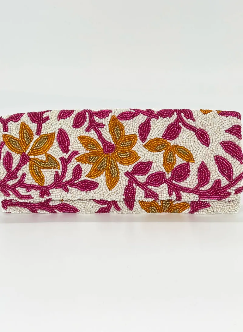 Oliphant Beaded Clutch- Mondavi Orange