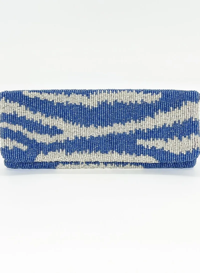 Oliphant Beaded Clutch- Singita Blue White