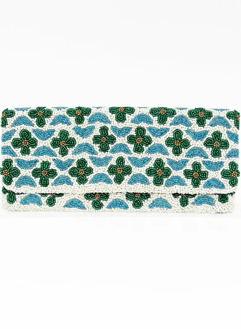 Oliphant Beaded Clutch- Veranda Blue Green