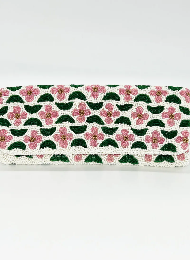 Oliphant Beaded Clutch- Veranda Pink Green