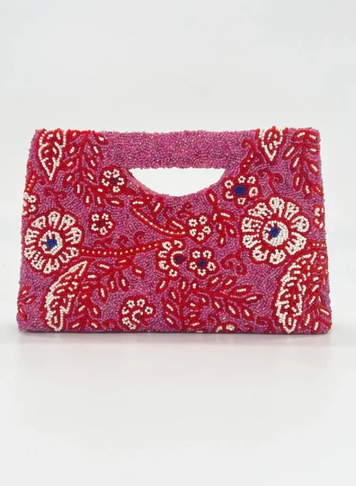 Oliphant Beaded Handbag- Carolina Pink