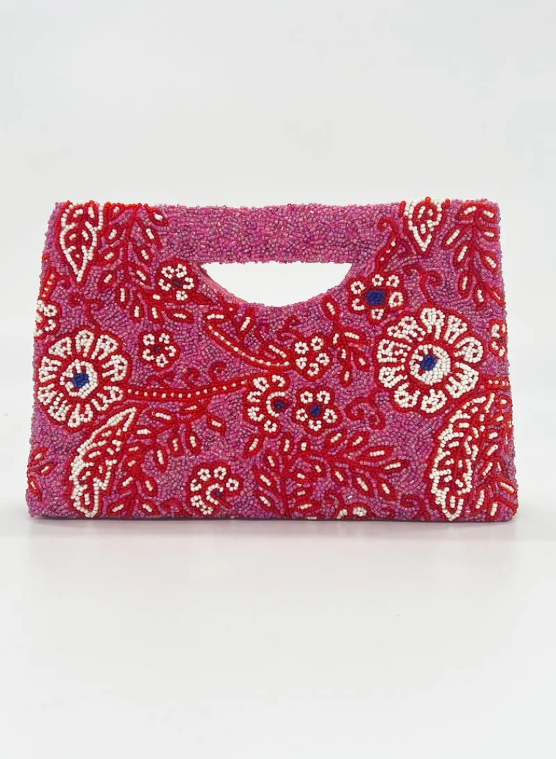Oliphant Beaded Handbag- Carolina Pink