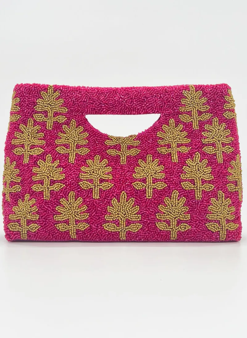 Oliphant Beaded Handbag- Fern Hot Pink