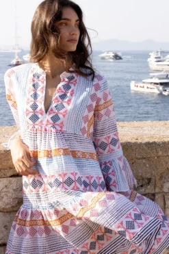 Oliphant Bell Sleeve Tiered Mini- Casablanca Multi