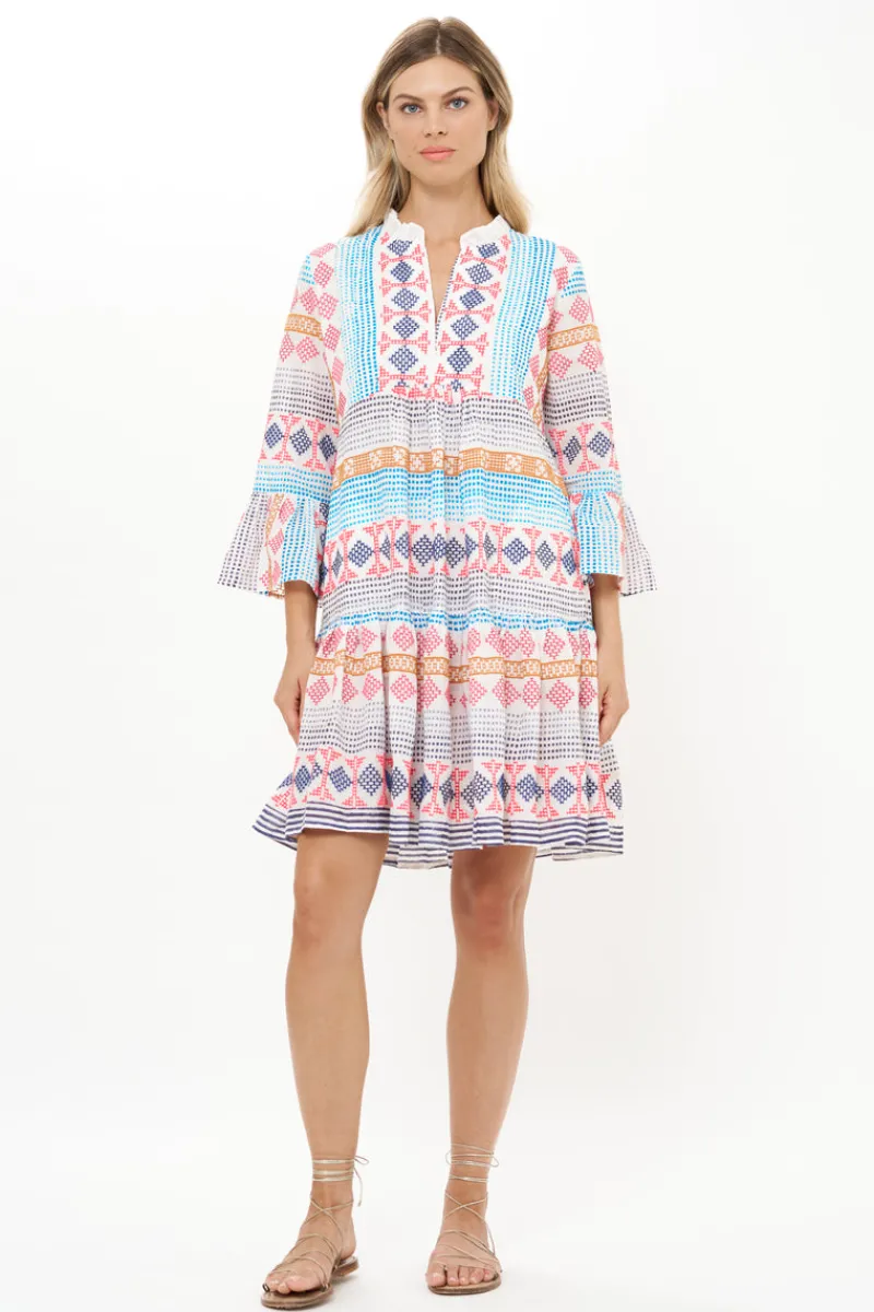Oliphant Bell Sleeve Tiered Mini- Casablanca Multi