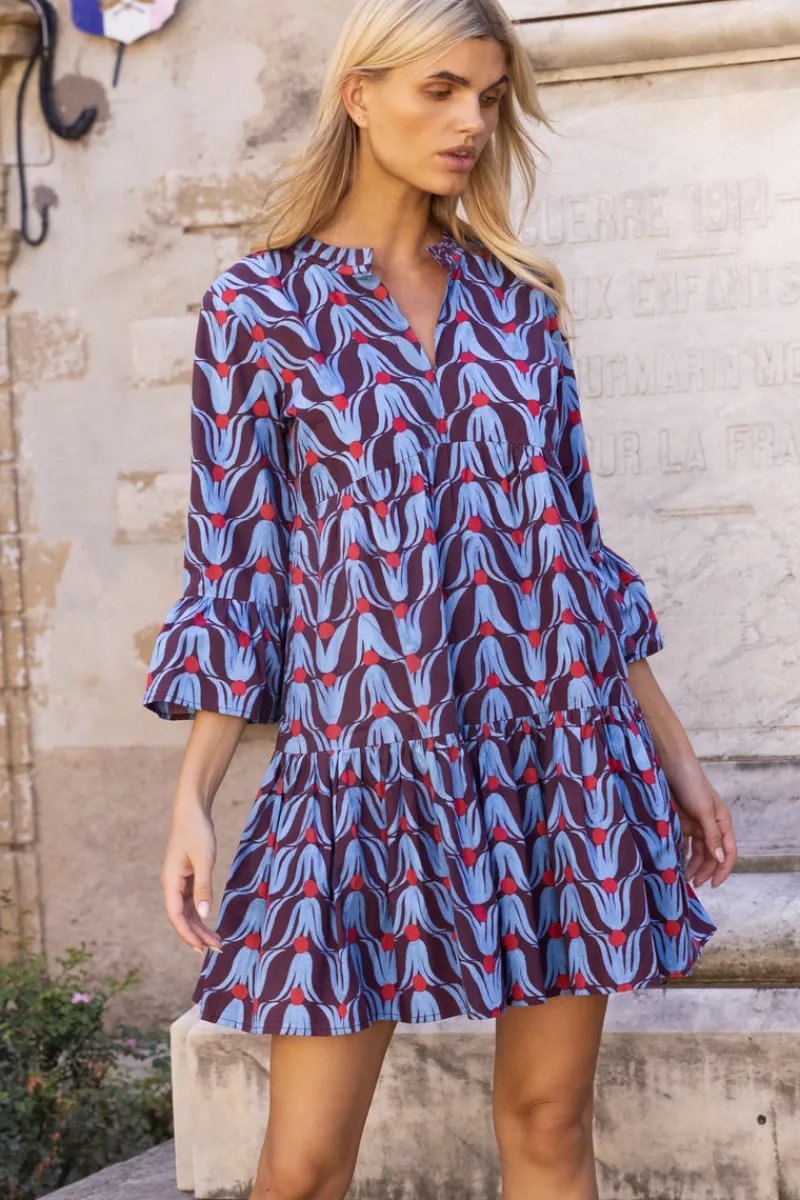 Oliphant Bell Sleeve Tiered Mini- Tulip Red
