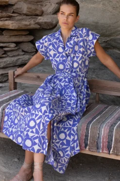 Oliphant Belted Shirt Dress- Eclipse Blue