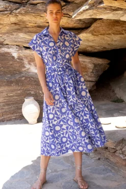 Oliphant Belted Shirt Dress- Eclipse Blue