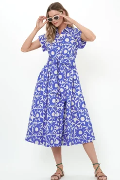 Oliphant Belted Shirt Dress- Eclipse Blue