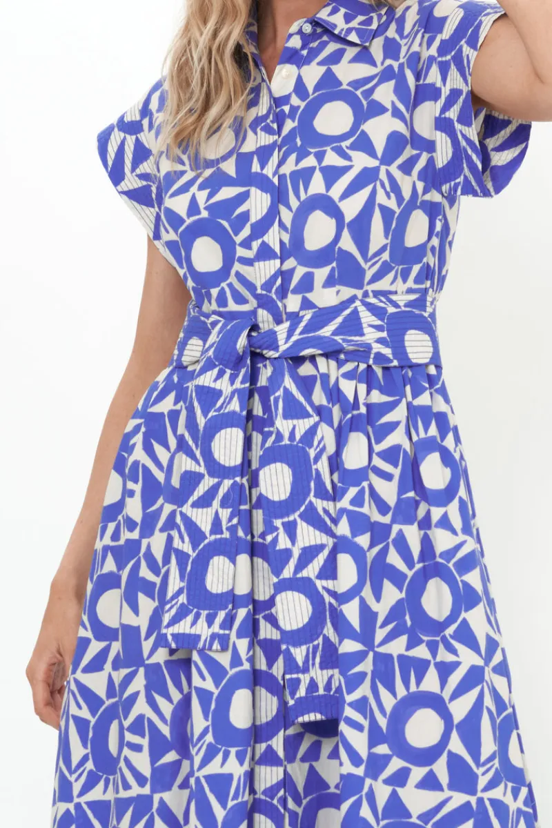 Oliphant Belted Shirt Dress- Eclipse Blue