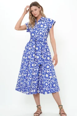 Oliphant Belted Shirt Dress- Eclipse Blue
