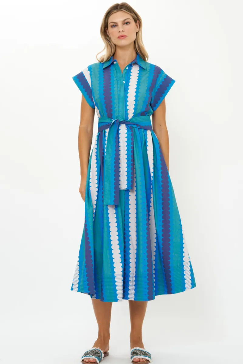 Oliphant Belted Shirt Dress- Meko Blue