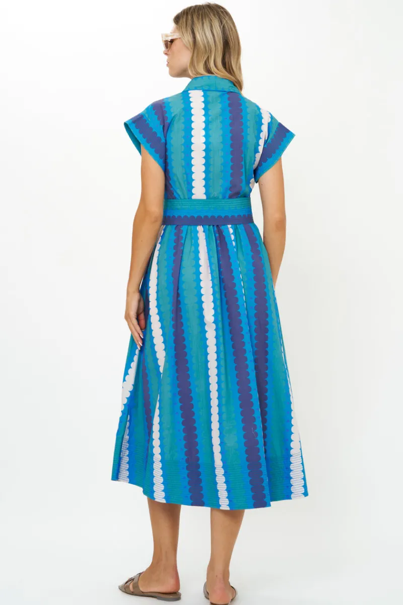 Oliphant Belted Shirt Dress- Meko Blue