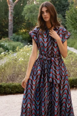 Oliphant Belted Shirt Dress Midi- Tulip Red