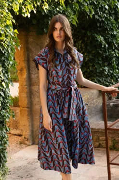Oliphant Belted Shirt Dress Midi- Tulip Red