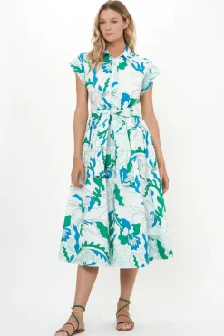 Oliphant Belted Shirt Dress- Orchid Green