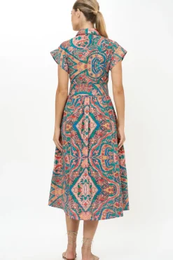 Oliphant Belted Shirt Dress- Persia Aqua