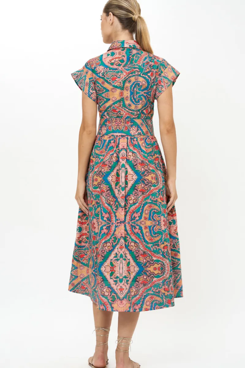 Oliphant Belted Shirt Dress- Persia Aqua