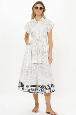 Oliphant Belted Shirt Dress- Roma White