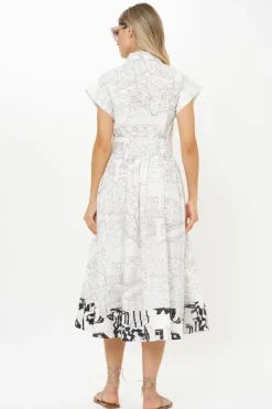 Oliphant Belted Shirt Dress- Roma White