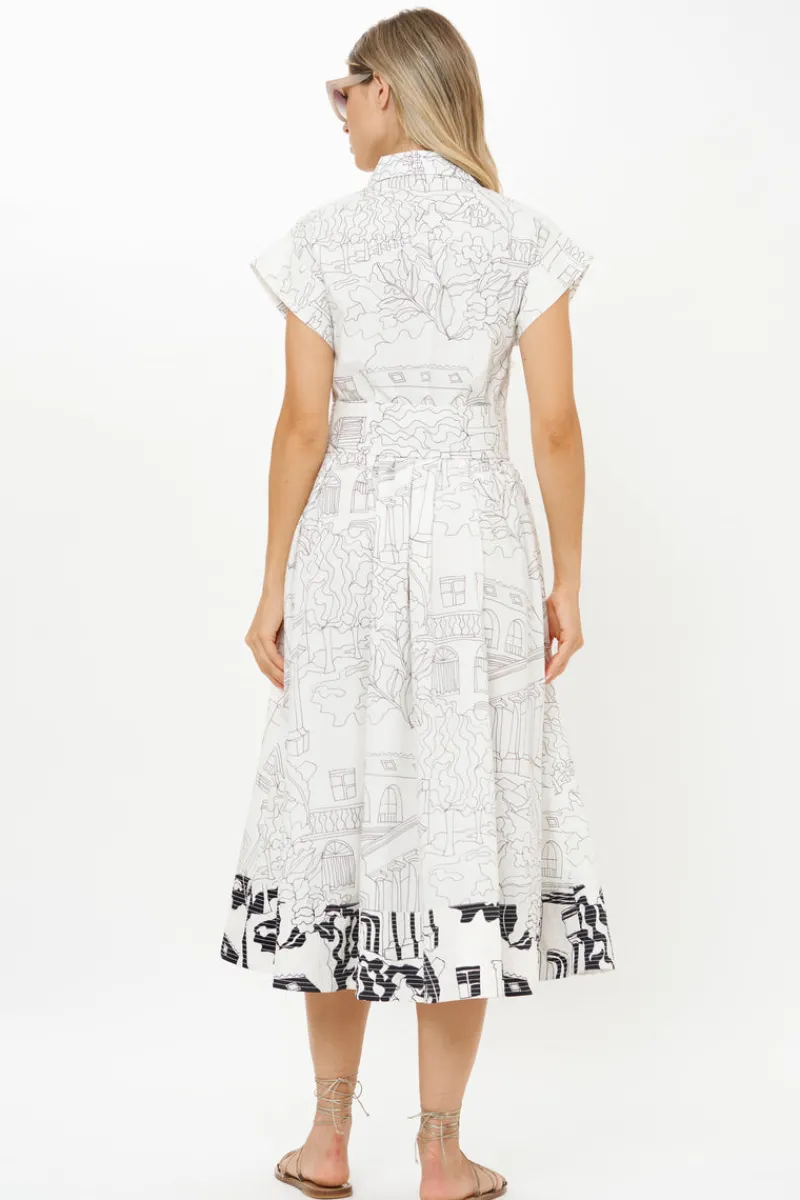 Oliphant Belted Shirt Dress- Roma White