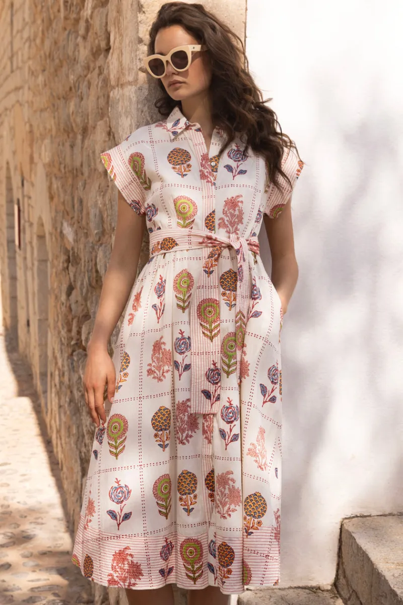 Oliphant Belted Shirt Dress- Taormina Cream